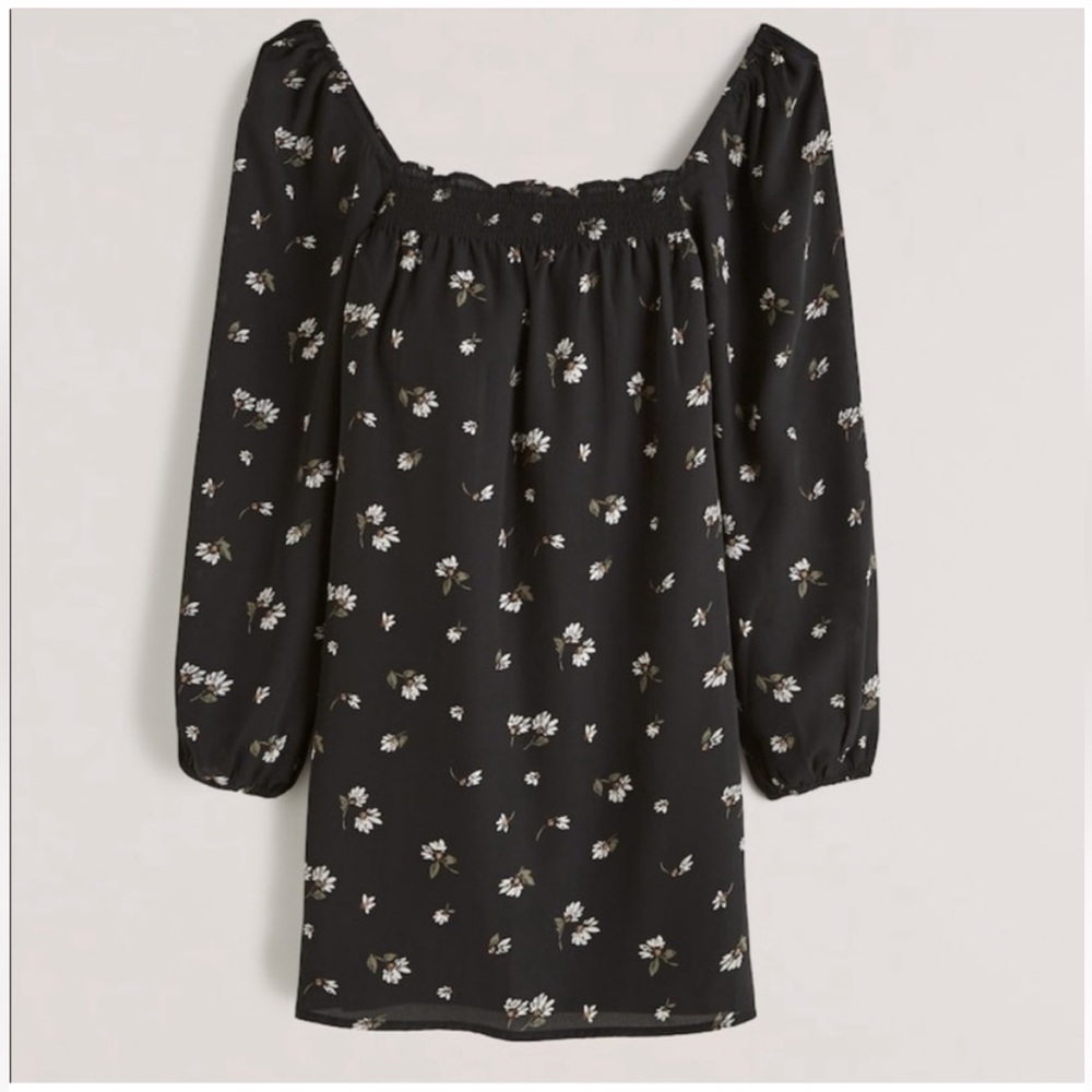 NWT A&F Long-Sleeve Smocked Neckline Mini Dress
